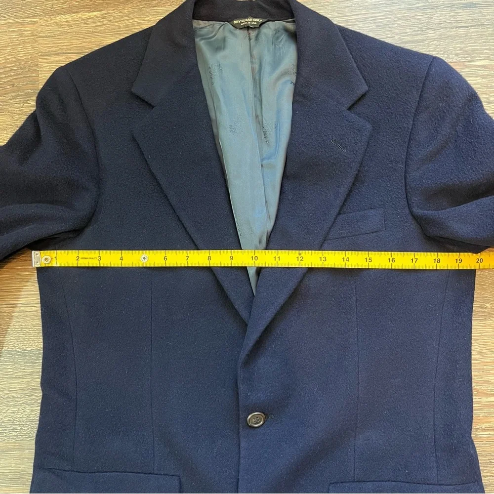 100% Cashmere Made in USA Mark Shale Navy Blue 2 Button Jacket Men’s M size 40 - Picture 5 of 13